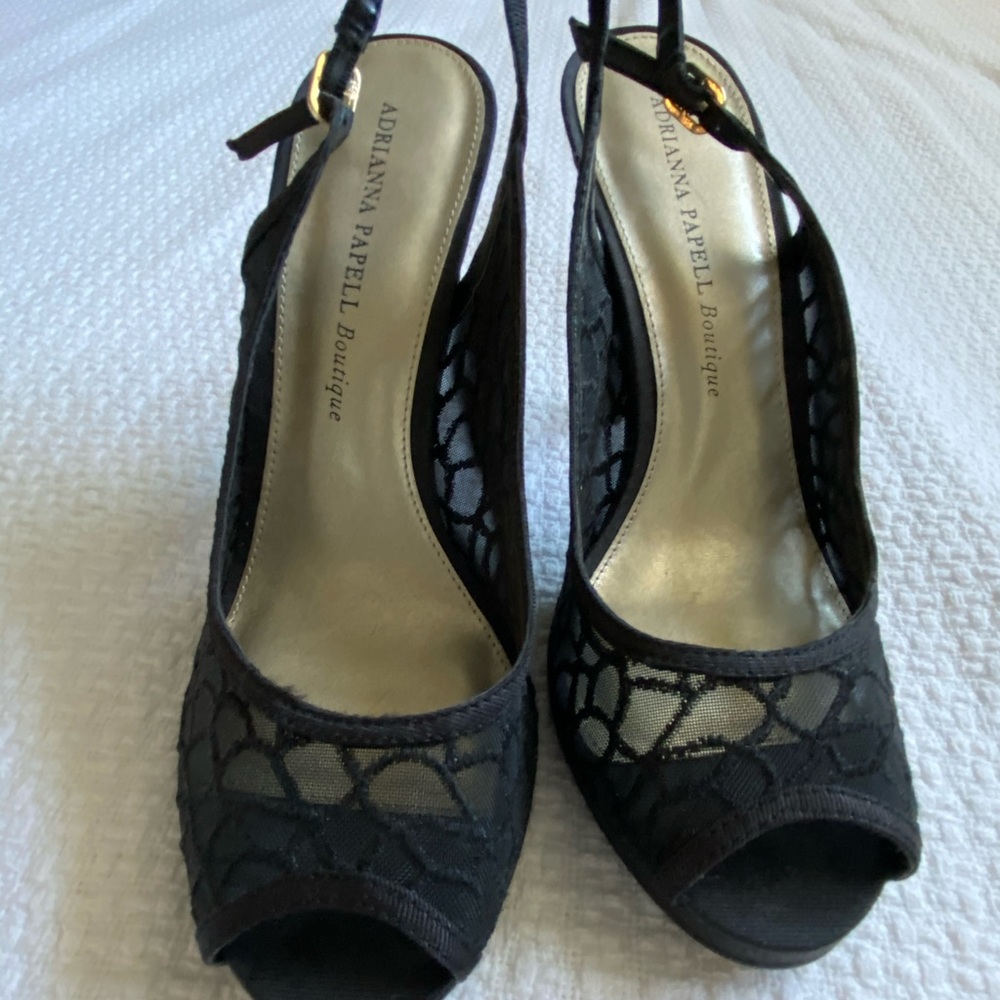 Adriana Papell Boutique Black Lace Heels